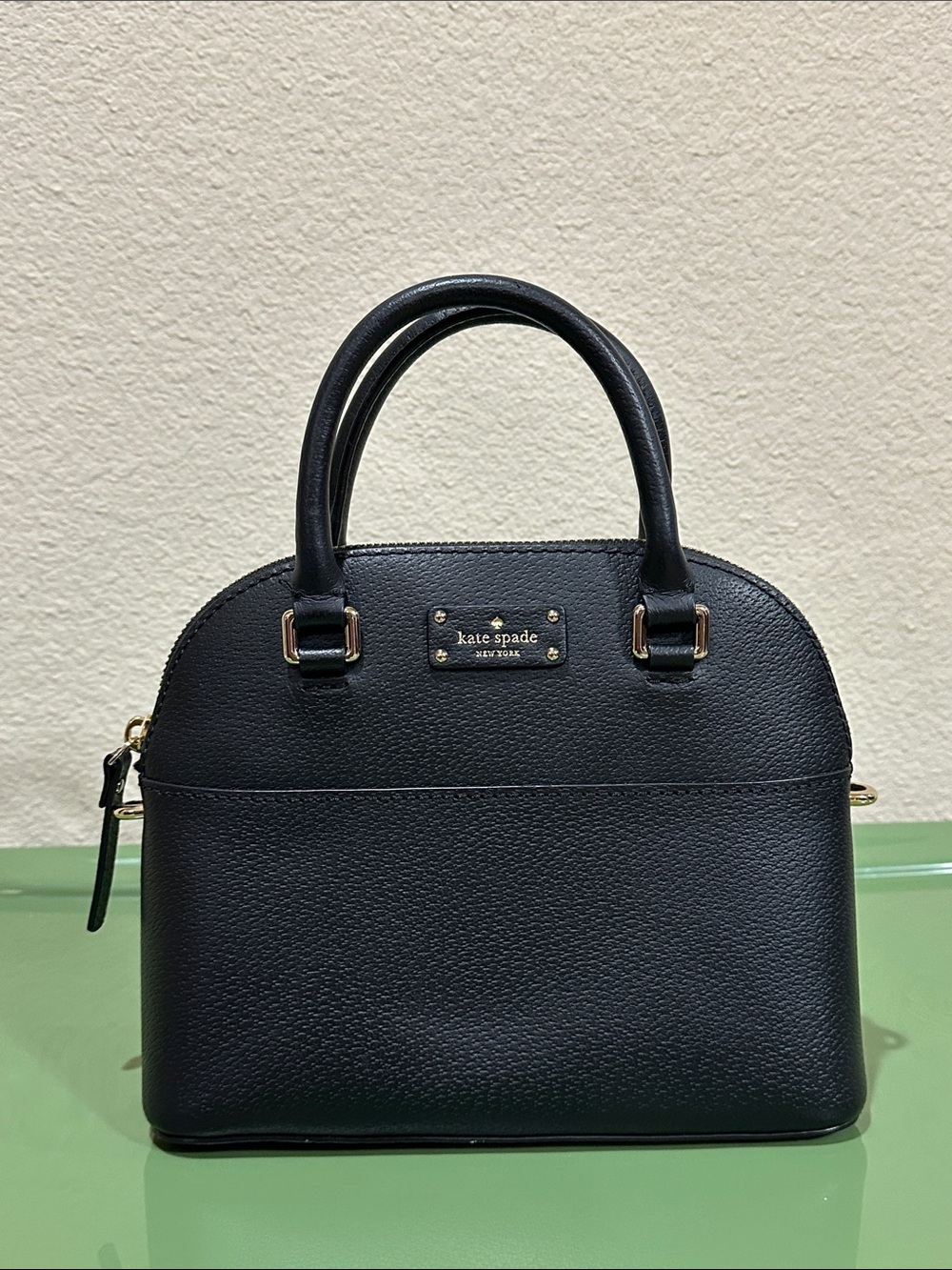 kate spade Black Leather Satchel with Gold Hardware